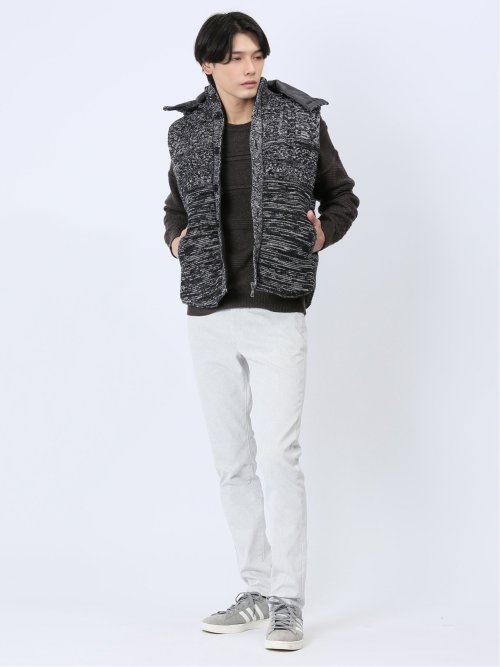 フード脱着 ケーブル編み中綿ベスト