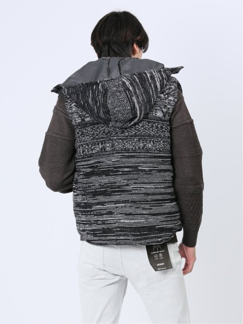 フード脱着 ケーブル編み中綿ベスト