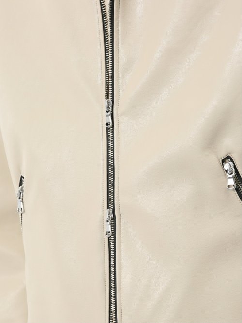 合成皮革 フーデットブルゾン