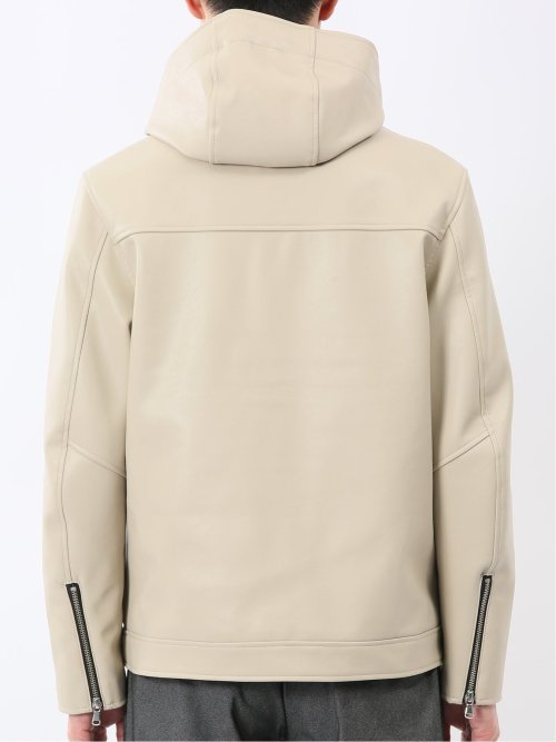 合成皮革 フーデットブルゾン