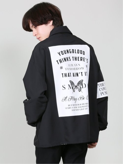 バックプリント ルーズ コーチジャケット