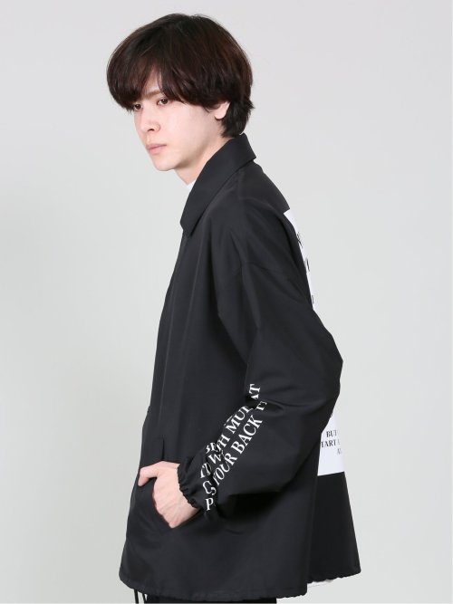 バックプリント ルーズ コーチジャケット