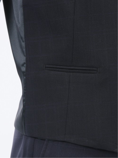 マルゾット ウール混 ジレベスト チェック紺(セットアップ可能)