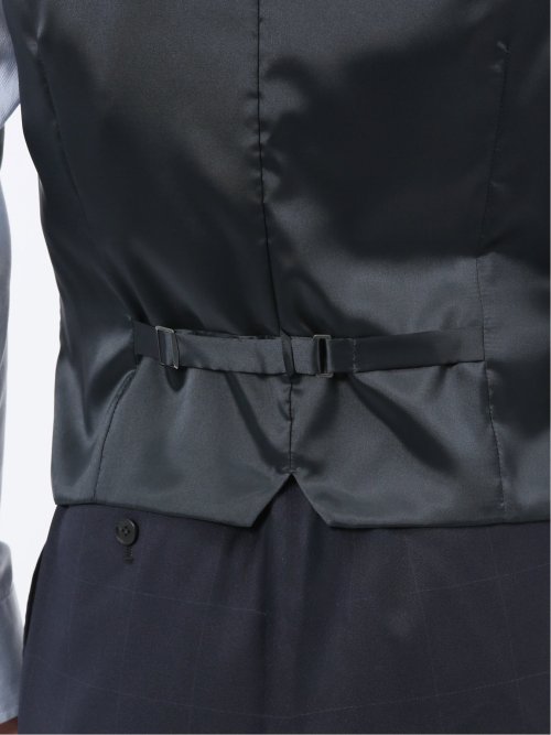 マルゾット ウール混 ジレベスト チェック紺(セットアップ可能)