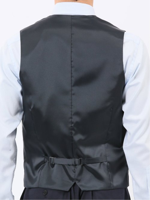 マルゾット ウール混 ジレベスト チェック紺(セットアップ可能)