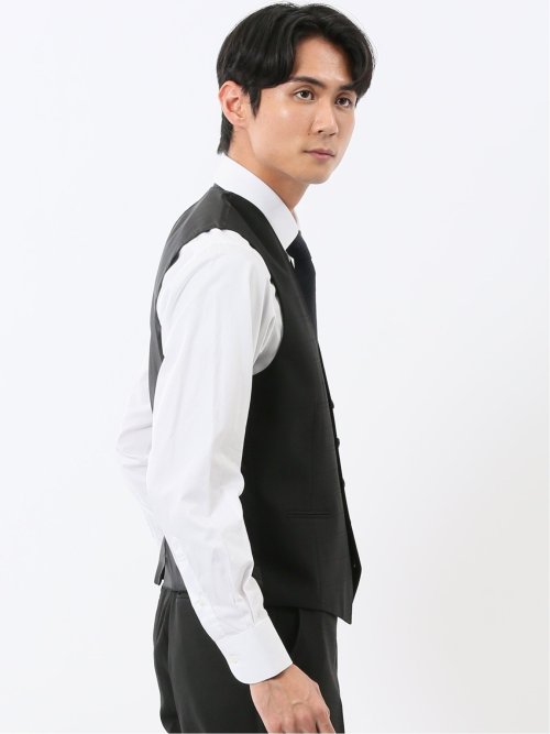 マルゾット ウール混 ジレベスト シャドーチェック黒(セットアップ可能)