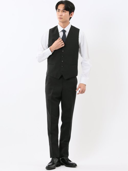 マルゾット ウール混 ジレベスト シャドーチェック黒(セットアップ可能)