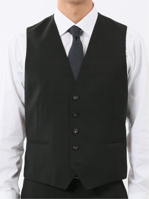 マルゾット ウール混 ジレベスト シャドーチェック黒(セットアップ可能)