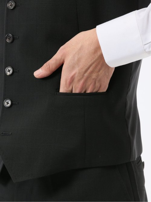 マルゾット ウール混 ジレベスト シャドーチェック黒(セットアップ可能)