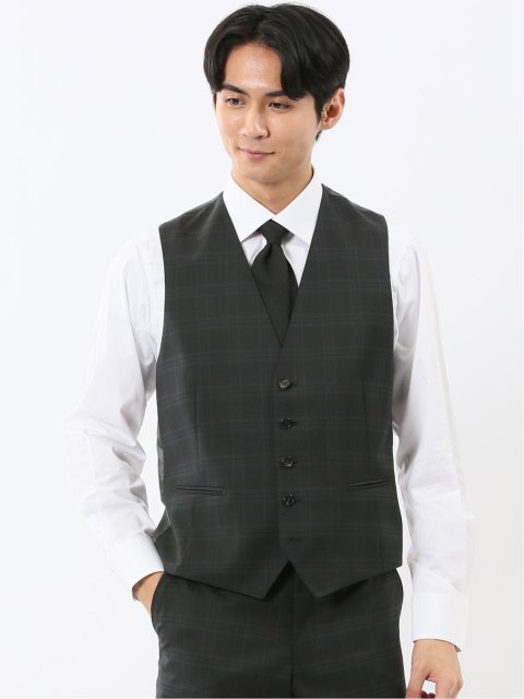 マルゾット ウール混 ジレベスト チェックグレー(セットアップ可能)