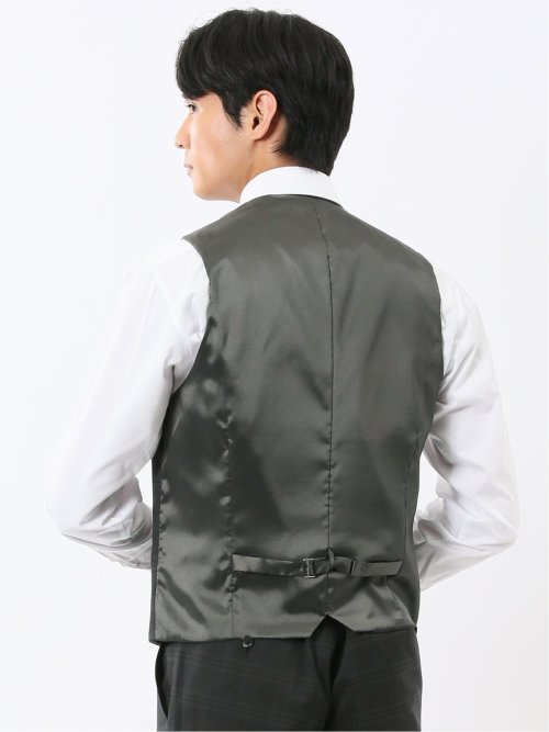 マルゾット ウール混 ジレベスト チェックグレー(セットアップ可能)