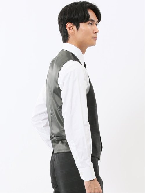 マルゾット ウール混 ジレベスト チェックグレー(セットアップ可能)