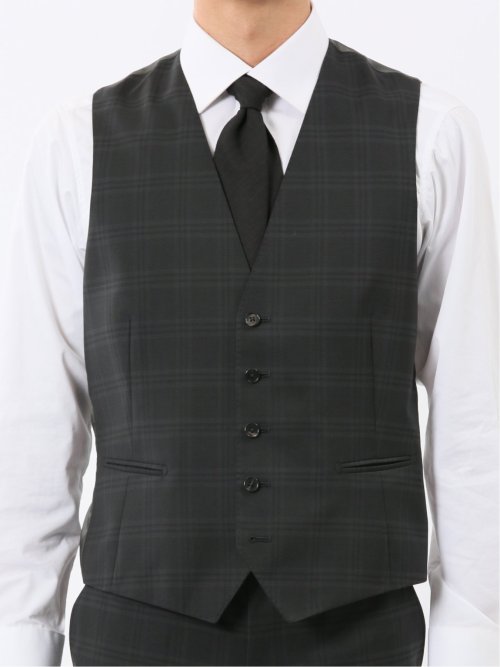 マルゾット ウール混 ジレベスト チェックグレー(セットアップ可能)