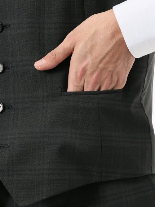 マルゾット ウール混 ジレベスト チェックグレー(セットアップ可能)