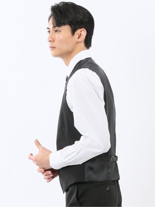 マルゾット ウール混 ジレベスト シャドーストライプ黒(セットアップ可能)