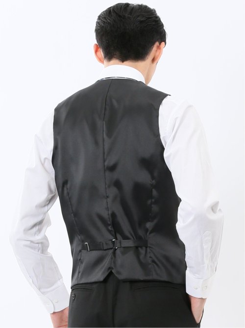 マルゾット ウール混 ジレベスト シャドーストライプ黒(セットアップ可能)