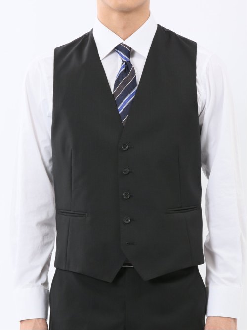 マルゾット ウール混 ジレベスト シャドーストライプ黒(セットアップ可能)