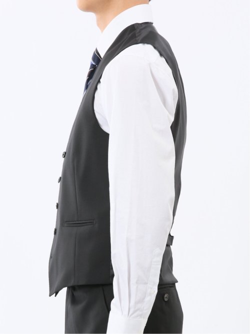 マルゾット ウール混 ジレベスト シャドーストライプ黒(セットアップ可能)