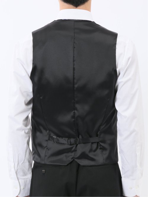 マルゾット ウール混 ジレベスト シャドーストライプ黒(セットアップ可能)