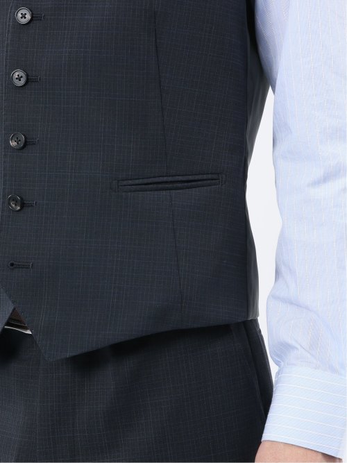 マルゾット ウール混 ジレベスト 組織紺(セットアップ可能)