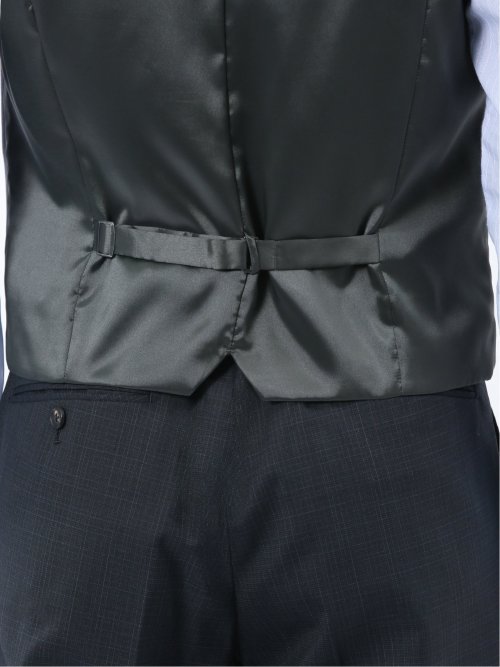 マルゾット ウール混 ジレベスト 組織紺(セットアップ可能)