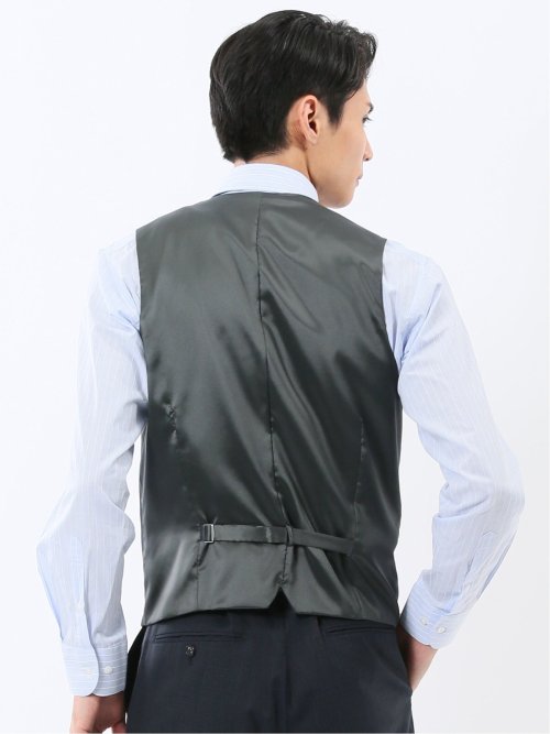 マルゾット ウール混 ジレベスト 組織紺(セットアップ可能)