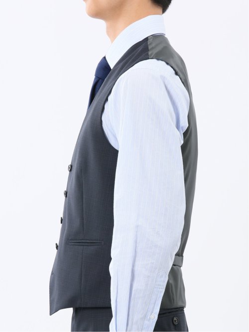 マルゾット ウール混 ジレベスト 組織紺(セットアップ可能)