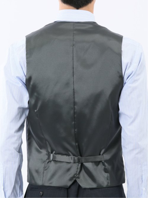 マルゾット ウール混 ジレベスト 組織紺(セットアップ可能)