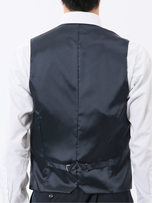 マルゾット ウール混 ジレベスト シャドーストライプ紺(セットアップ可能)