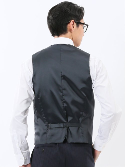 マルゾット ウール混 ジレベスト ピンストライプ紺(セットアップ可能)