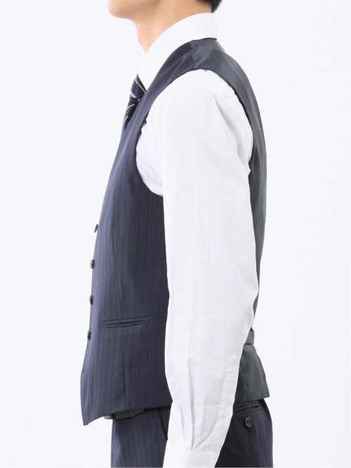 マルゾット ウール混 ジレベスト ピンストライプ紺(セットアップ可能)