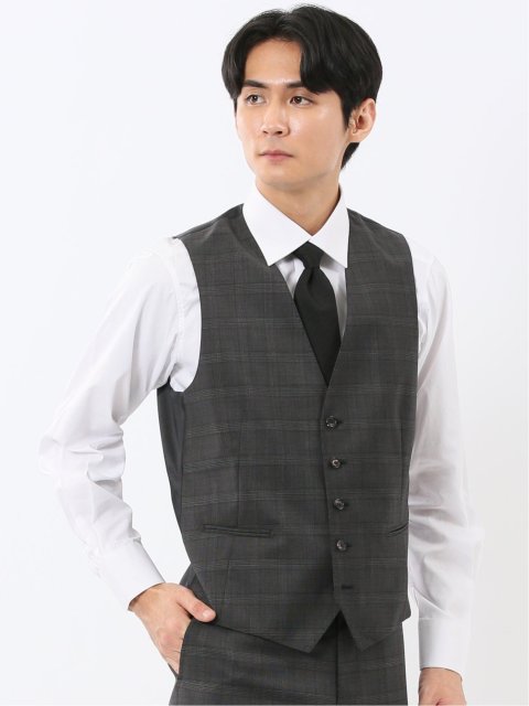 マルゾット ウール ジレベスト チェックグレー(セットアップ可能)
