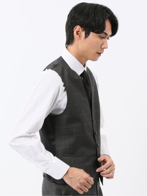 マルゾット ウール ジレベスト チェックグレー(セットアップ可能)