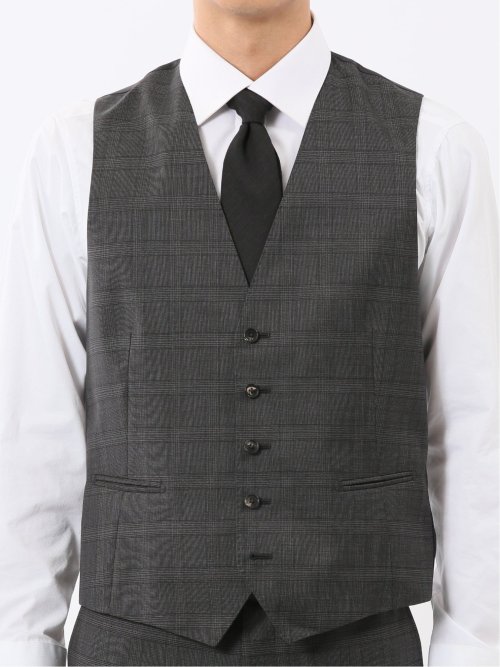マルゾット ウール ジレベスト チェックグレー(セットアップ可能)