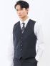 マルゾット ウール ジレベスト ストライプ紺(セットアップ可能)