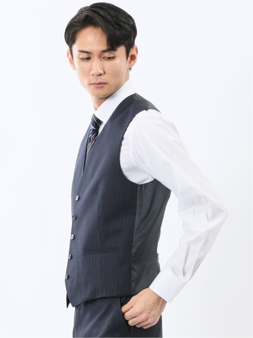 マルゾット ウール ジレベスト ストライプ紺(セットアップ可能)