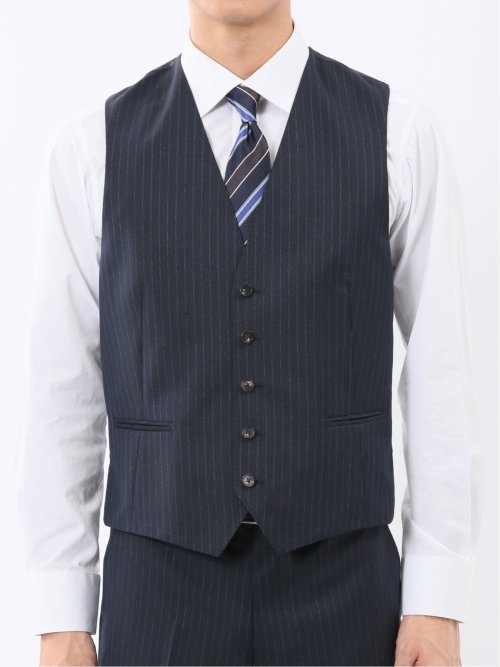マルゾット ウール ジレベスト ストライプ紺(セットアップ可能)
