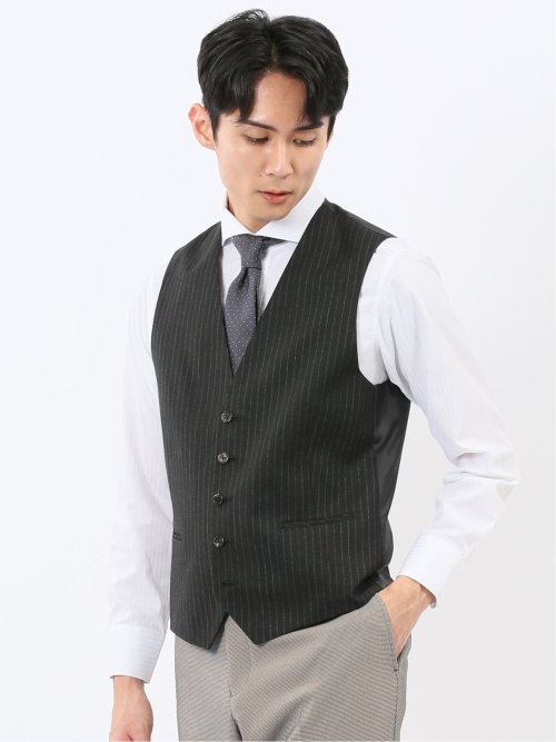 マルゾット ウール ジレベスト ストライプ黒(セットアップ可能)(S 05黒