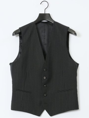 マルゾット ウール ジレベスト ストライプ黒(セットアップ可能)