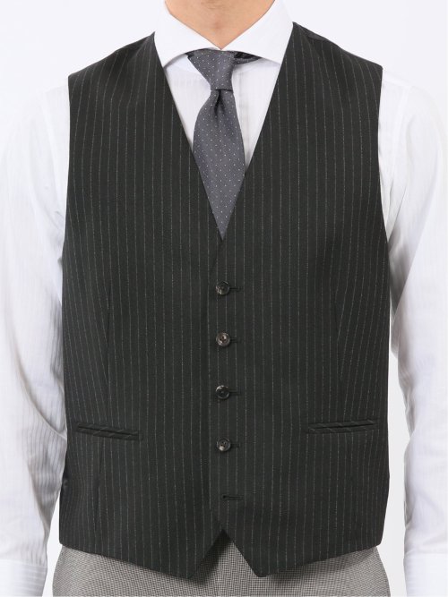 マルゾット ウール ジレベスト ストライプ黒(セットアップ可能)