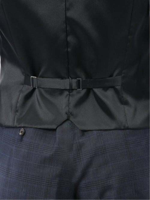 マルゾット ウール ジレベスト チェック青(セットアップ可能)