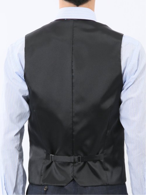 マルゾット ウール ジレベスト チェック青(セットアップ可能)