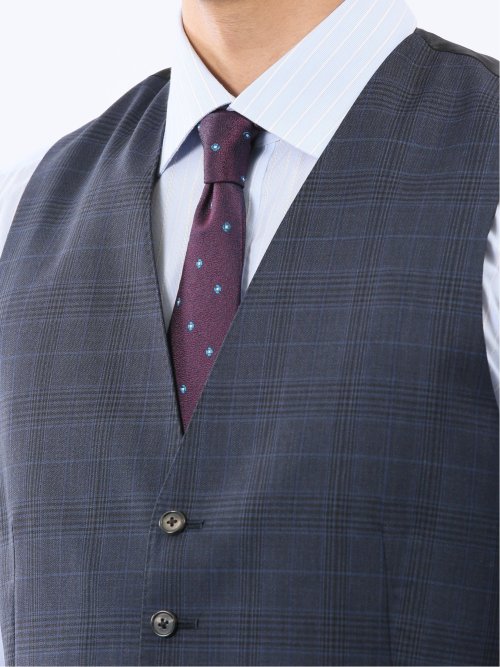 マルゾット ウール ジレベスト チェック青(セットアップ可能)