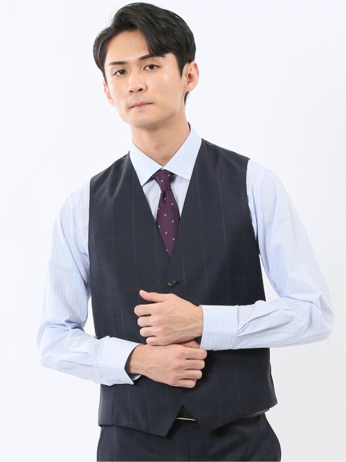 マルゾット ウール ジレベスト ウィンドペン紺(セットアップ可能)(S 70