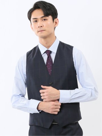 マルゾット ウール ジレベスト ウィンドペン紺(セットアップ可能)