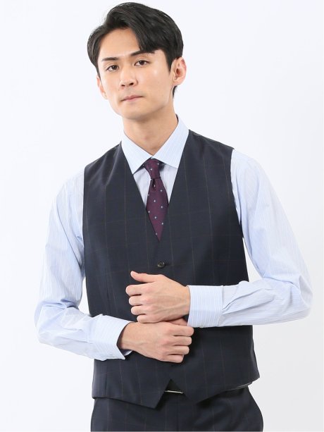 マルゾット ウール ジレベスト ウィンドペン紺(セットアップ可能)