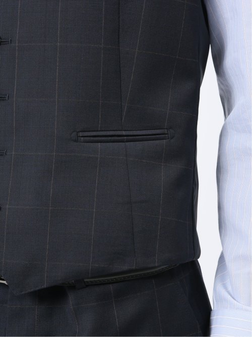 マルゾット ウール ジレベスト ウィンドペン紺(セットアップ可能)