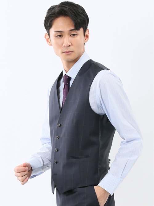 マルゾット ウール ジレベスト ウィンドペン紺(セットアップ可能)