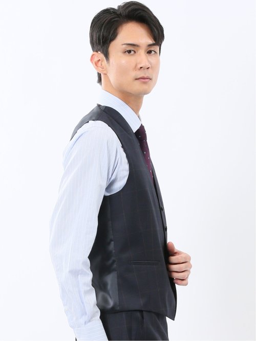 マルゾット ウール ジレベスト ウィンドペン紺(セットアップ可能)