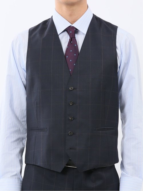 マルゾット ウール ジレベスト ウィンドペン紺(セットアップ可能)